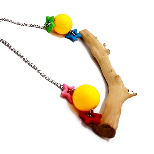 Borange Bird Swing Perch Wooden Budgies Stand Toys Pet Bird Cage Hanging Toy for Small Animals Parakeets Cockatiels, Conures, Macaws, Parrots, Love Birds, Finches (S: 20cm/8" perches length) - Thumbnail 6