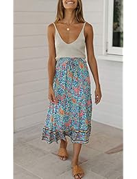 Falda de verano con estampado floral de cintura alta, estilo casual