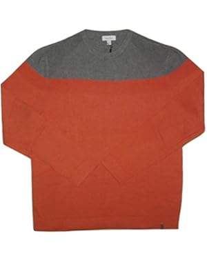 Calvin Klein Men's Crew-Neck Colorblocked Pullover Shirt, Orange, Large