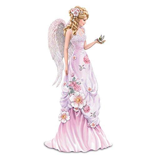 Lena Liu Angel Figurine with Artwork and Hand Formed Flowers: Bradford Exchange by The Hamilton Collection