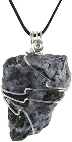 Mystic Merlinite Pendant, Wire Wrapped, 1 3/4", Necklace, Satin Cord, 19 3/4" Plus 2 1/4" Extension