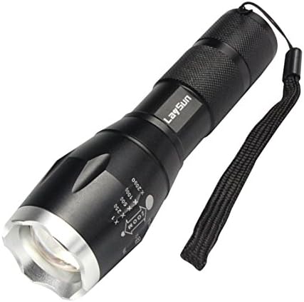 LaySun CREE XML T6 LED Portable Zoomable Tactical Flashlight - Adjustable Focus - Rugged Aluminum Construction - Water Resistant Lighting Lamp Torch