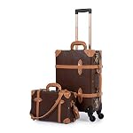 COTRUNKAGE 2 Piece Luggage Sets Carry On Suitcases for Women with TSA Lock (13″ & 20″, Cocoa Brown)