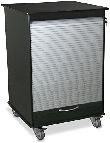 TrippNT 51002 Polyethylene Mobile Lab Cart, Lockable, 24" Width x 35" Height x 24" Depth, Small, Black/Silver