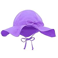 Girls Sun Hat Bold Cursive Embroidered Beach Floppy Hat (1-2 Year, Purple)