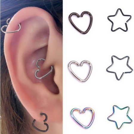 Earrings 12 pcs surgical steel heart ring piercing hoop…