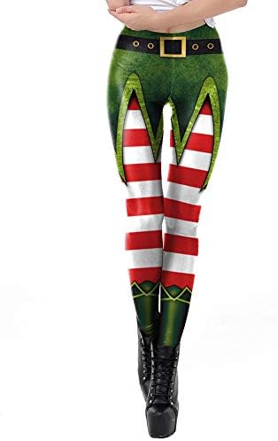 Womens Sexy Christmas Digital Printed Leggings Funny Xmas Stretch Tights