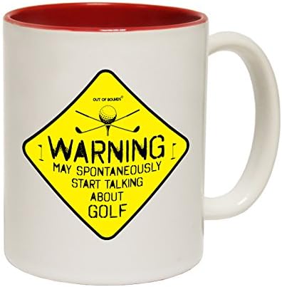 Warning ... Talking About Golf Ceramic Mug Slogan Funny Cup With Red Interior birthday gift