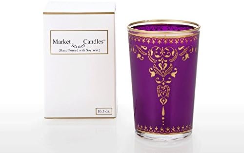 Moroccan Tea Glass Scented Soy Wax Candle, Market Street Candles (Purple)