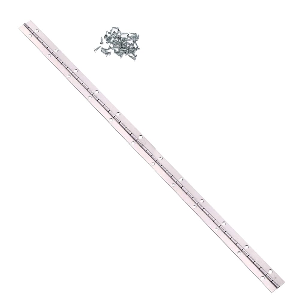 Hoopever Continuous Piano Metal Hinge - 600mm x 25mm x 1mm Stainless Steel, 270 Degree Open, Heavy Duty for Pianos, Cabinets, Doors, Large Windows, Boats - Chrome With Screws