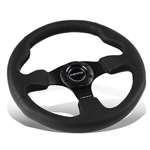 NRG Innovations RST-012R 320mm Race Style Leather Steering Wheel with Black stitch