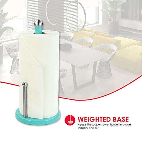 Steel Paper Towel Holder by Home Basics (Turquoise), Standing Paper