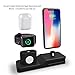 3 in 1 Premium Silicone Stand Compatible iPhone AirPods Apple Watch Charging Dock Station Holder, Compatible Apple Watch Series 4/3/2/1/AirPods, Compatible iPhone Xs MAX/XR/X/8 Plus/7 Plus Black