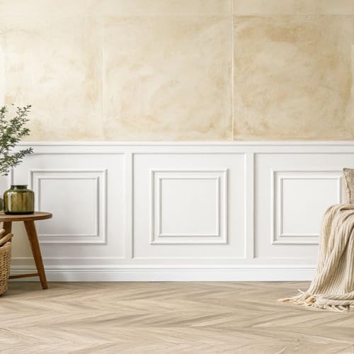 JSIWOTH Kit de Molduras de Pared 3 Sets 60 x 60 cm, Molduras para Pared Pre Cortadas, Paneles Decorativos Estilo Marco para DIY Revestimiento de Pared Interior, Blanco (Requiere adhesivo)