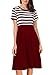 AAMILIFE Women's Vintage Stripe Scoop Neck Short Sleeve Swing Dress Red XXL