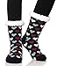 Dosoni Women's Fleece Lining Fuzzy Soft Christmas Knee Highs Stockings Slipper Socks (Heart Black)