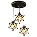 HAIXIANG 3-Light Modern Chandelier Moravian Star Pendant Light Mid-Century Ceiling Light Fixtures Glass Light for Bedroom Dining Room Kitchen Island, LED Bulbs Included