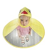 ASfairy Children Cute Rain Coat, UFO Umbrella Hat Magical Hands Free Raincoat US Stock (S, Yellow)