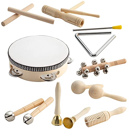 Musical Instrument Set Toys Drum Percussion Natural EcoFriendly Wooden