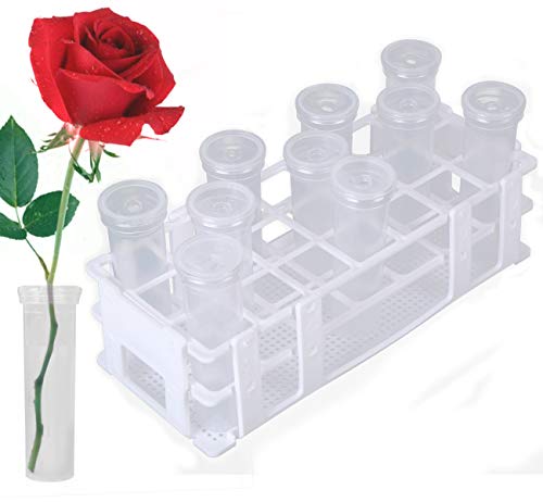 MeiMeiDa 60ml Large Floral Tube Rack Flower Tube Holder Stand - Plastic Test Tube Rack with 21 Holes for 30mm Tubes, Detachable