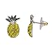 Lux Accessories Fruit Cocktail Pave Pineapple Stud Earrings