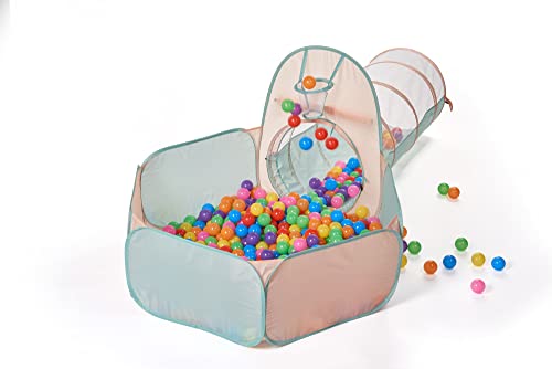 UTEX 3 in 1 Pop Up Play Tent with Tunnel, Ball Pit for Kids, Boys, Girls, Babies and Toddlers, Indoor/Outdoor Playhouse