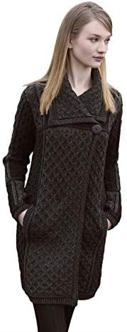 The Irish Store 100% Irish Merino Wool Single Button Ladies Plated Coat by Westend Knitwear