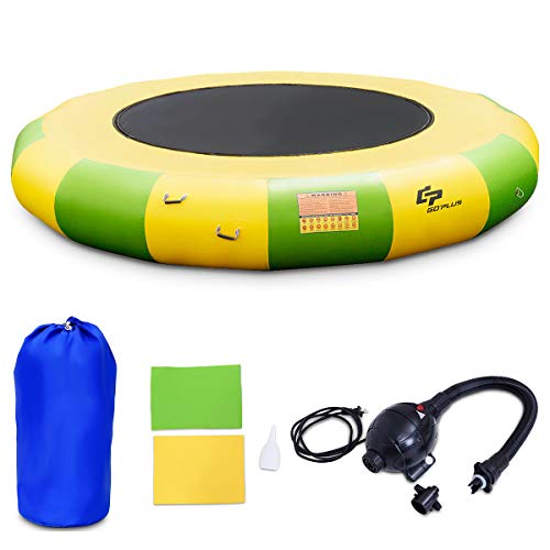 Goplus Inflatable Water Bouncer Portable Jump Water Trampoline Bounce Swim Platform for Water