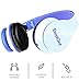 BestGot Kids Wired Headphones Boys Over Ear with Microphone for Kids Adult in-line Volume with Cloth Bag Foldable Headphone with 3.5mm Plug Removable Cord (White/Blue)