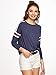 ROMWE Women's Varsity Striped Heathered Sweatshirt Navy S