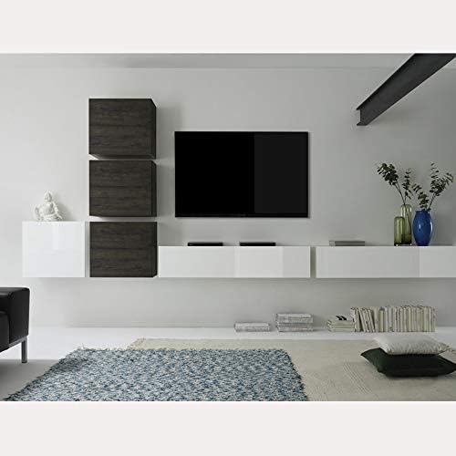 Nouvomeuble Mueble Para Tv De Pared Diseno Blanco Y Color Wengue