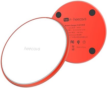 heecavs Ultra Slim Fast Wireless Charger Compatible for 7.5W iPhone X/iPhone 8/8s/Xs/Xs Max/Xr and for 10W Samsung Galaxy S10/S9/S9 Plus/Note 8/S8/S7 and for 5W All Qi Enabled Phone(Red)