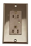 Leviton 5280 15-Amp, 125-Volt, Decora Plus Duplex Surge Suppressor Receptacle, Straight Blade, Industrial Grade, Self Grounding, Brown