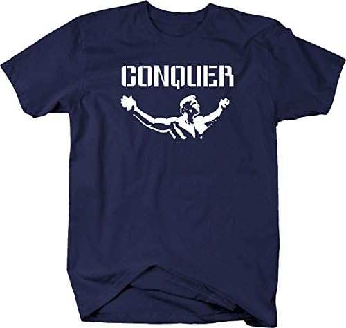 Arnold Quote Conquer Pose Gym Body Building Workout Mens T Shirt - Large