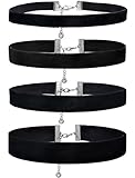 FIBO STEEL 1-4Pcs Velvet Necklace for Women Girls Choker Tassel Necklace Adjustable