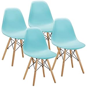 VECELO Mid Century Side Chairs with Natural Wood Legs (Set of 4),Easy Assemble for Kitchen Dining, Living Room,Bedroom…