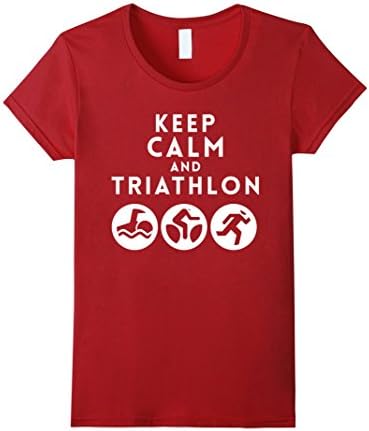 Women's Keep Calm and Triathlon - Premium Cotton T-Shirt Small Cranberry