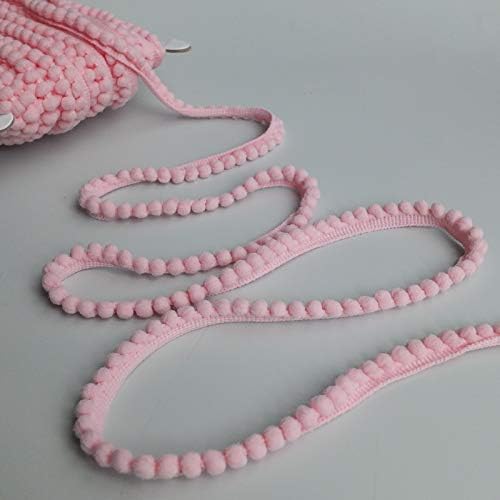 Mini Pom Pom Bobble Plain Trim - 22 Colours (Baby Pink) Per Metre