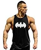 Gillbro Mens GYM Muscle Workout T-Shirt Bodybuilding Tank Top Batman Pattern