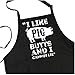 I Like Pig Butts and I Cannot Lie Apron - Funny BBQ Grill Apron - 1 Size Fits All Chef Quality Poly/Cotton with Pockets, Adjustable Neck and Long Waist Ties