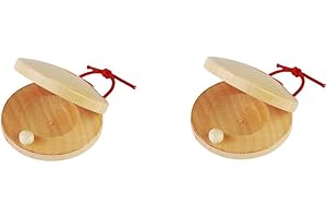 SEADIQUIET Wooden Castanet, Percussion Instrument - 2Pcs Hand Finger Castanets, Wood Castanets Classroom DIY Rhythm Music Musical Instrument
