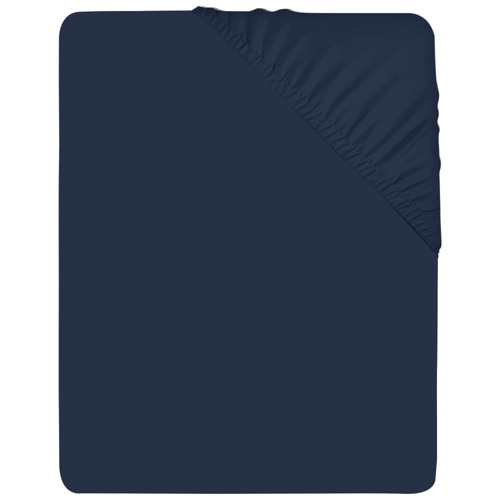 West Midlands Homeware King Fitted Sheet Soft Brushed Microfibre Fabric Bed Sheets Extra Deep Pocket Shrinkage & Fade Resistant Deep Fitted Sheets Breathable Washable, Navy Blue