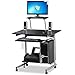Yaheetech Mobile Computer Desks with Keyboard Tray, Printer Shelf and Monitor Stand Small Space Home Office Furniture, Black