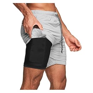 BUZHIDAO Korte hardloopbroek voor heren, 2-in-1 shorts, hardloopshorts, sneldrogend, ademend, compressieshorts, dual…