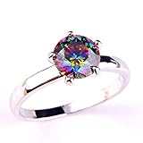 Psiroy Women's 925 Sterling Silver 2cttw Rainbow Topaz Filled Ring