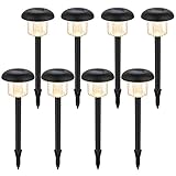 Solar Lights Outdoor, Oak Leaf Solar Pathway Lights LED Landscape Lighting Outdoor for Patio Yard Lawn Path Deck Backyard, 5 lumens, 4x bright, Warm White (Yellowish), 8-Pack