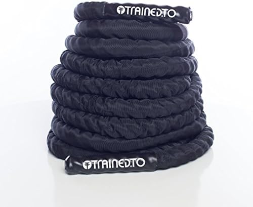 TrainedTo Battle Rope – 38mm Battling Rope For CrossFit, Bodybuilding, Gym & Home Training (9m/12m/15m Length)