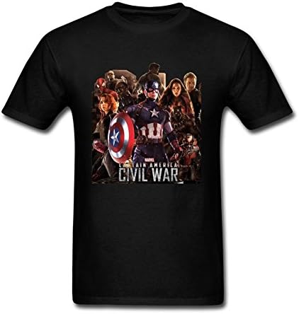 ZHSM Civil War Captain America Men T-Shirts Black XXL