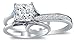 Solid 14k White Gold Bridal Set Princess Cut Solitaire Engagement Ring with Matching Channel Set Wedding Band Highest Quality CZ Cubic Zirconia 2.0ct.