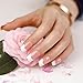 ArtPlus 24pcs Silver Stripe Elegant Touch French Manicure False Nails with Glue Full Cover Long Length Fake Nails Art